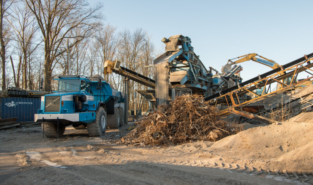 Dump Truck with recycled concrete